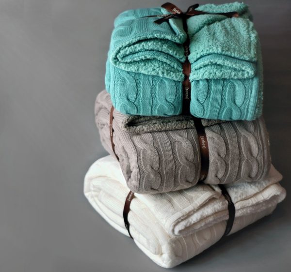 Cable Knit Sherpa Oversized Throw Reversible Blanket Faux 