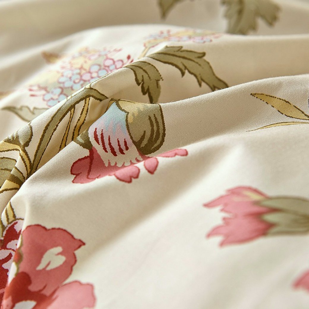 French Country Toile Garden Blooming Peonies Duvet Cover Set – [eikei]