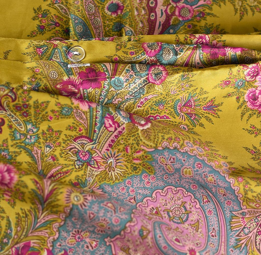 Antique Chinoiserie Flora Paisley Duvet Cover Set Mustard Yellow – [eikei]