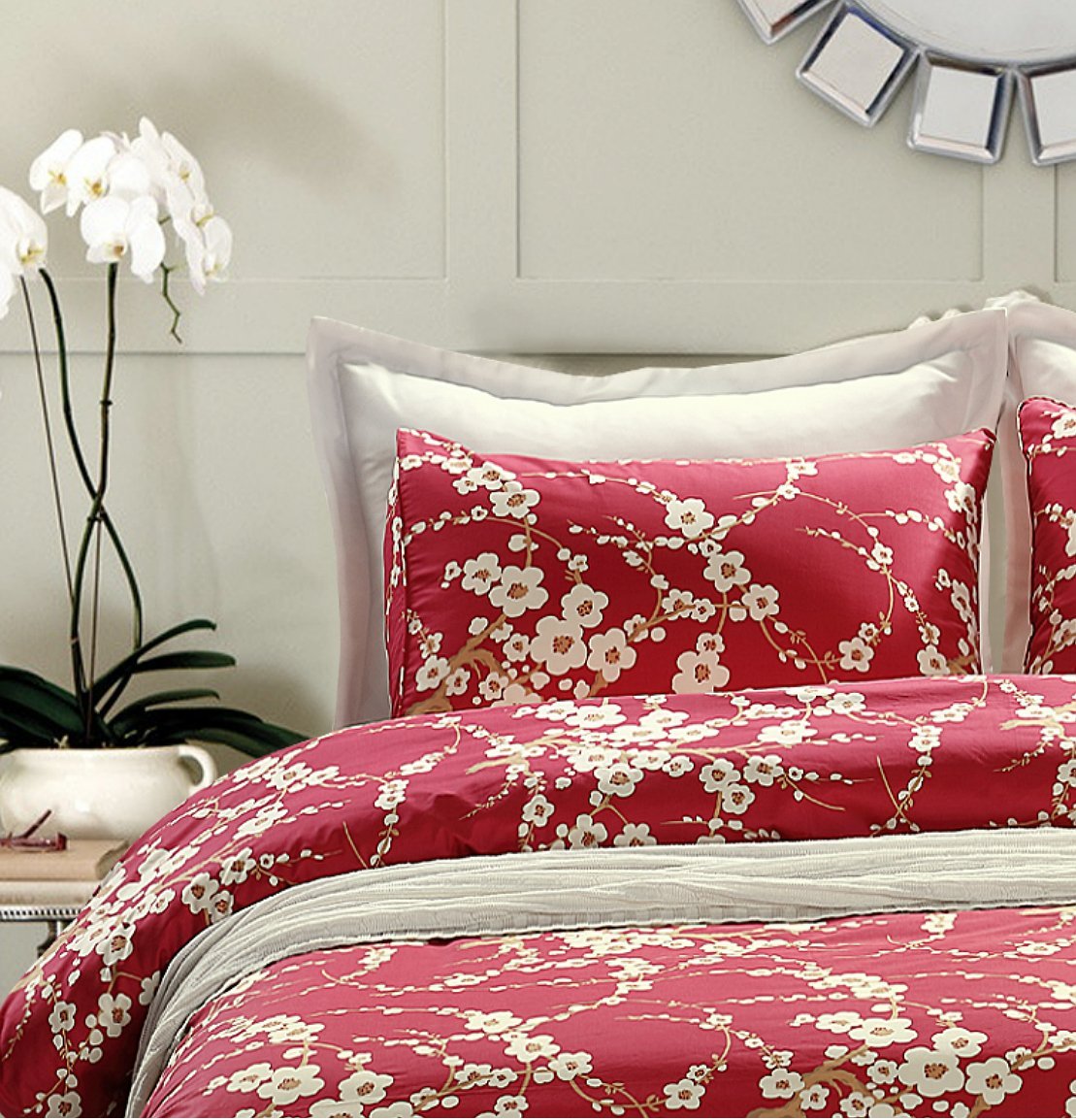 Patchwork Floral Quilted Bedspread Vintage Bed Throw & 2 Pillow Sham Bedding Set 