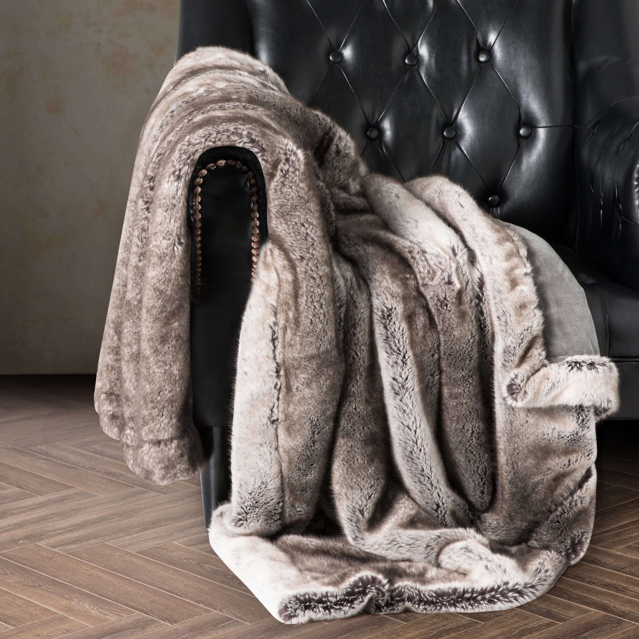 Silver Grey Soft Faux Fur Mink Throw Sofa Bed Blanket XL 200x240cm 
