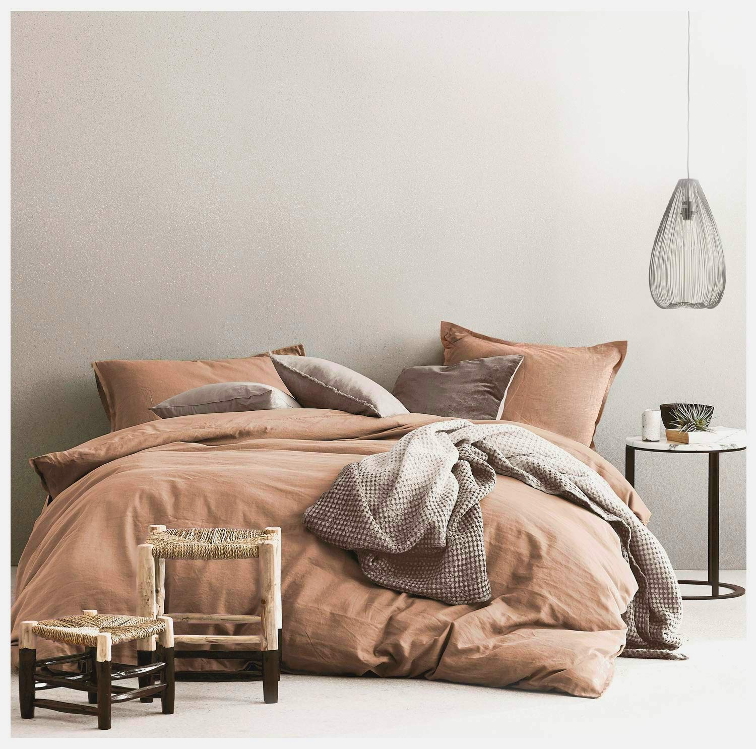 Cotton Duvet Cover Solid Color Casual Modern Style Bedding Set Relaxed Soft Feel 