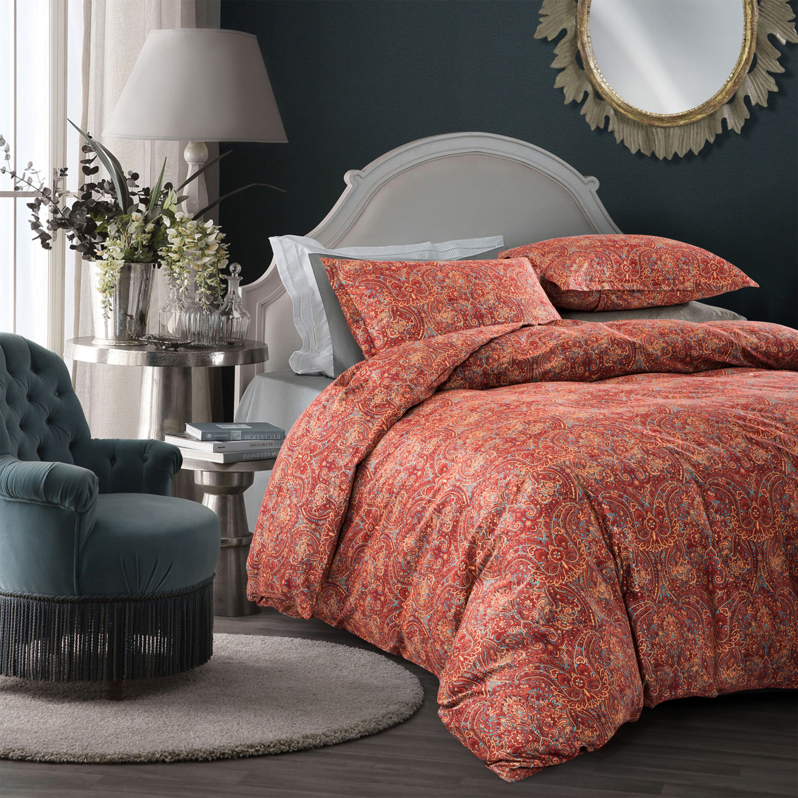 Boho Chic Traditional Paisley Design, Tapestry King Bedding