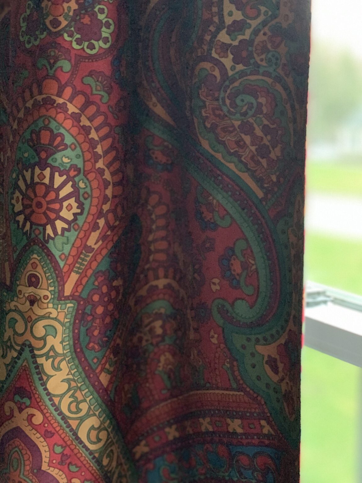 Boho Paisley Print Luxury Window Curtains 2pc Set Bohemian Damask