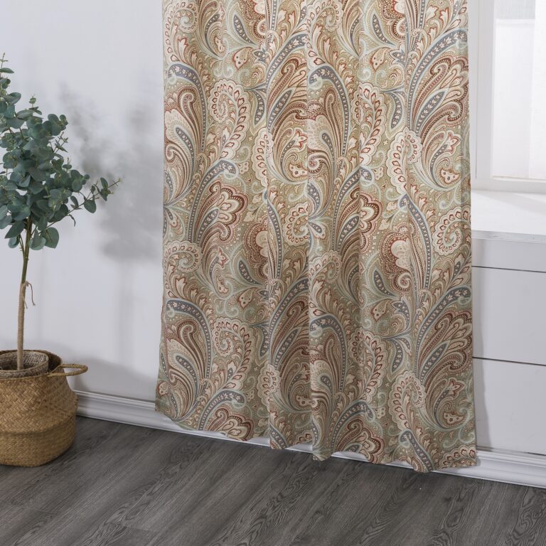 Boho Paisley Print Luxury Window Curtains 2pc Set Bohemian Damask