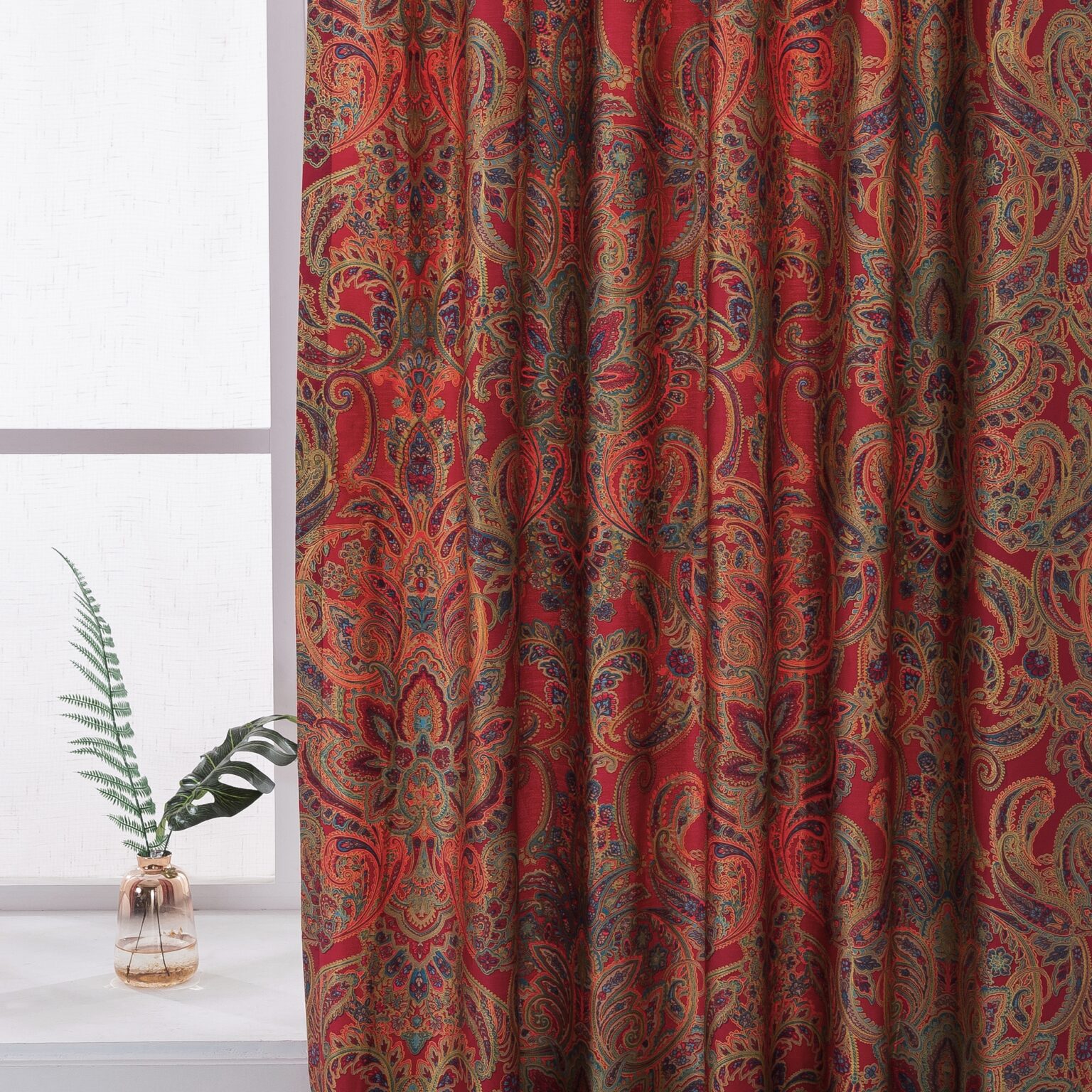 Classical Paisley Royal European Style Print Luxury Window Curtains 2pc