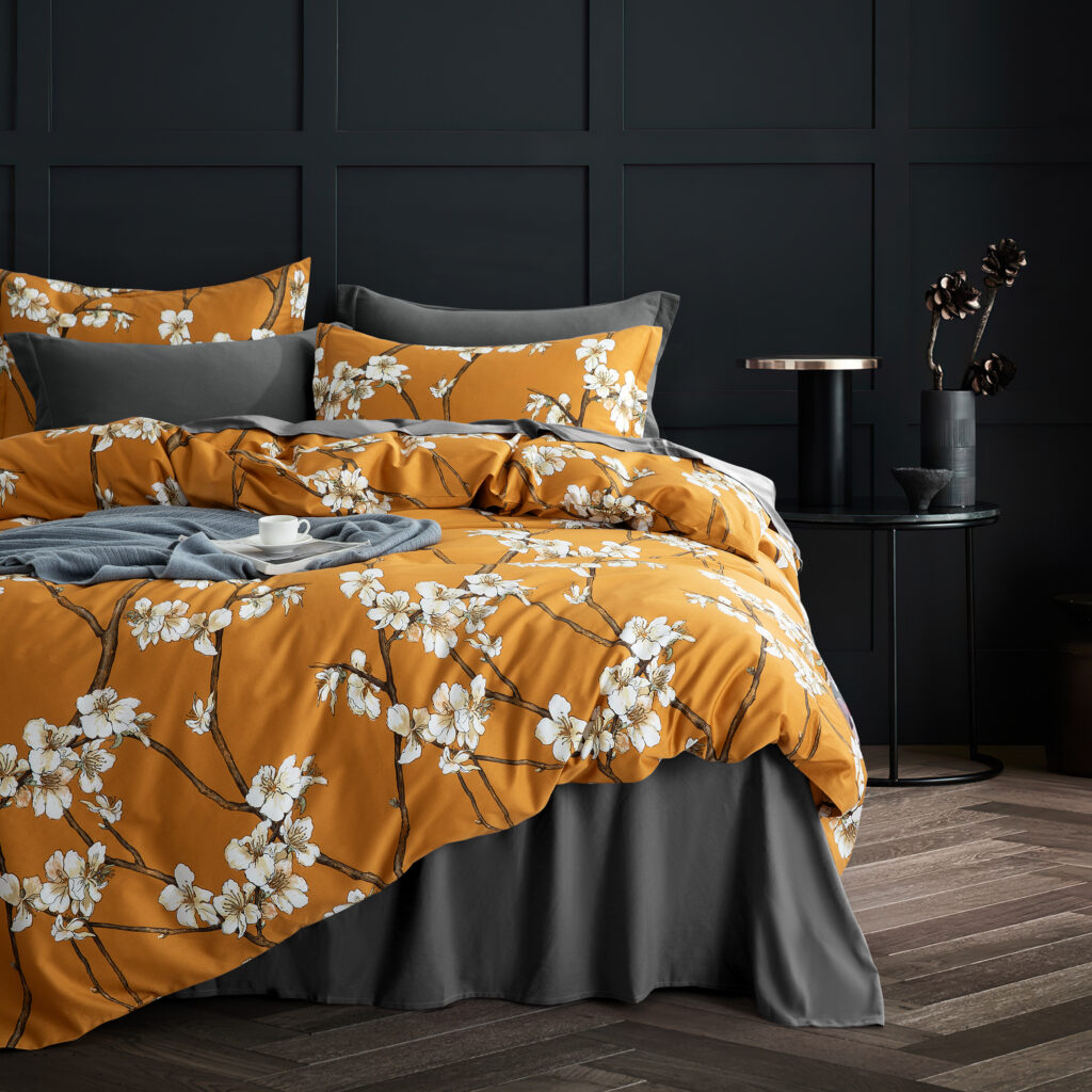 Almond Blossom Print Bedding 400tc Cotton Sateen Asian Inspired