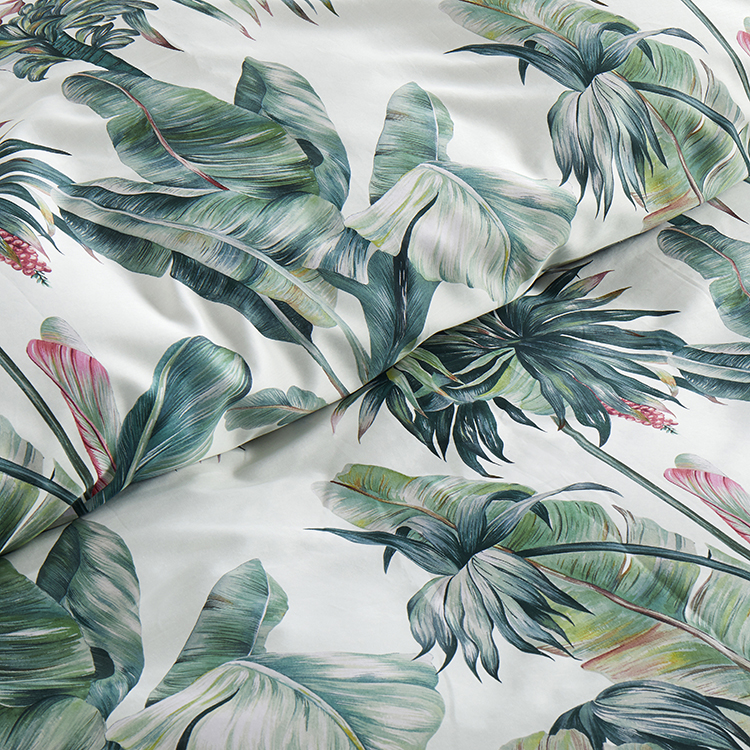 Palm Leaf Print Duvet Cover Set 400tc Cotton Sateen Fresh Tropical ...