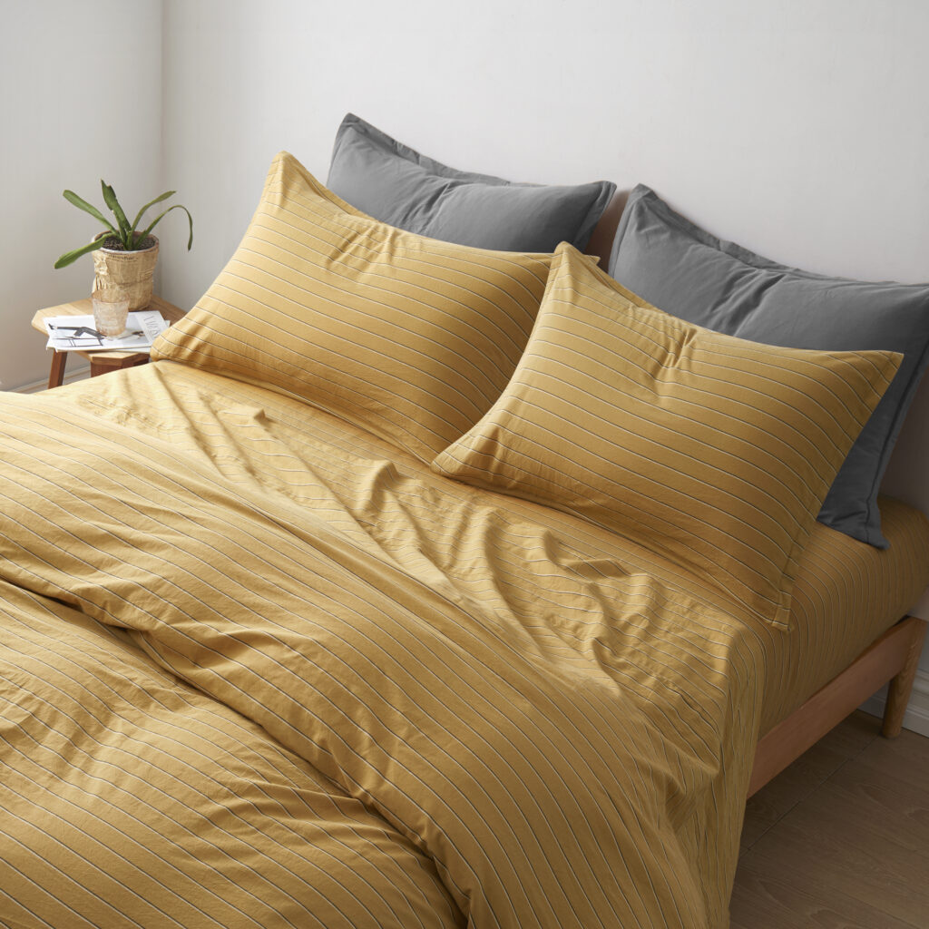 Washed Cotton Chambray Fitted Sheet Sets [eikei]